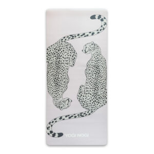 PREORDER Pastel yogamat met panter print van eco materialen en antislip laag (Kokos/natuurruber)