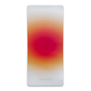 PREORDER Eco yogamat met rood oranje print 5 mm dik met antislip (Kokos/natuurruber)